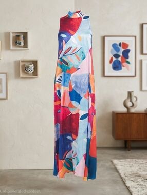Nicole Miller NY - Abstract Print Maxi Dress - Size S